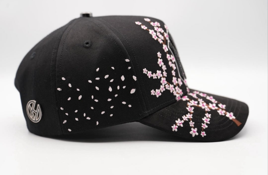 NY Flowers Black pink Crystals