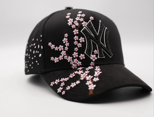 NY Flowers Black pink Crystals