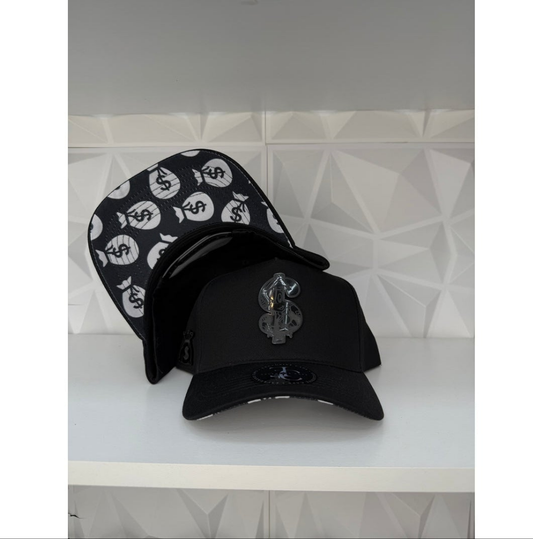 Signo De Dinero Placa SnapBack Gorras-Negro